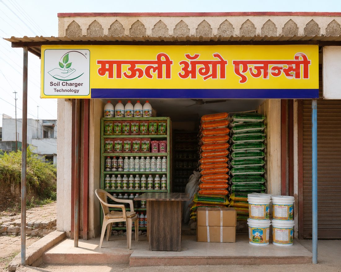 Mauli Agro Agency storefront with SCT Vedic signboard, Market Yard Road, Aurad (Sha.), Nilanga, Latur